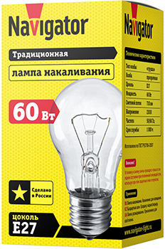 лампа накаливания Navigator NI-A-60-230-E27-CL - упаковка